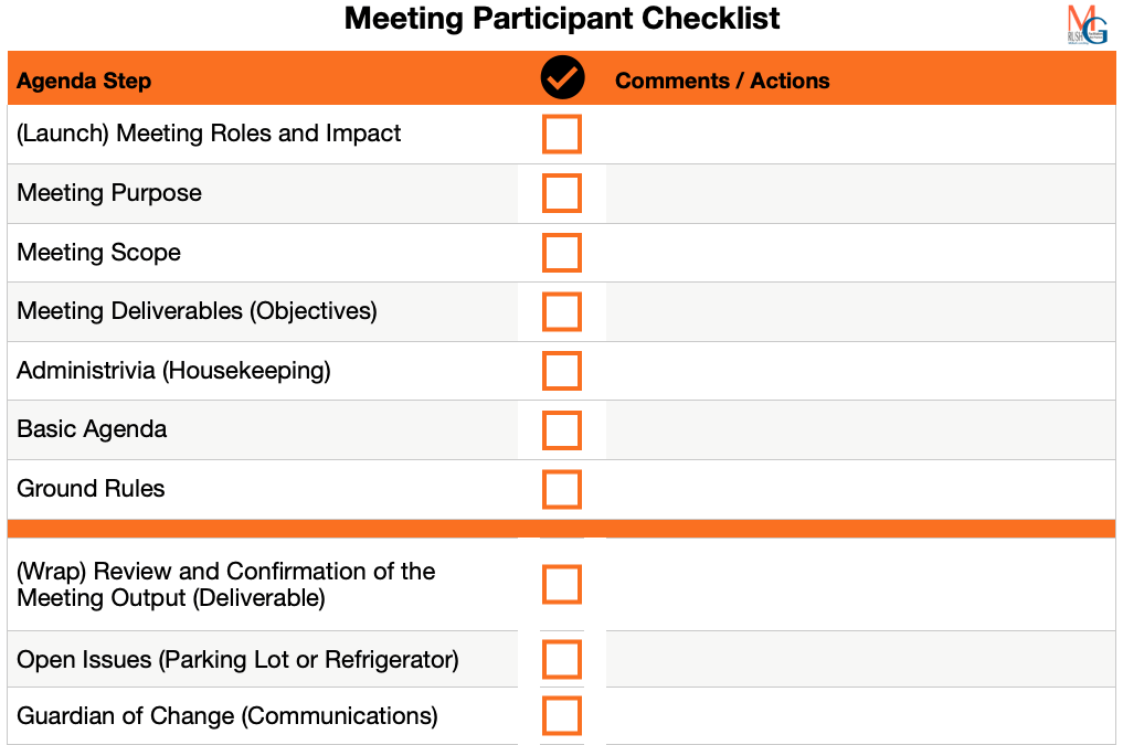 A Meeting Participant Has the Right to Expect Ten Deliverables